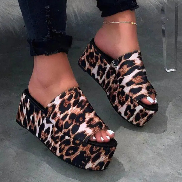 Leopard Print Summer Platform Sandals for Women